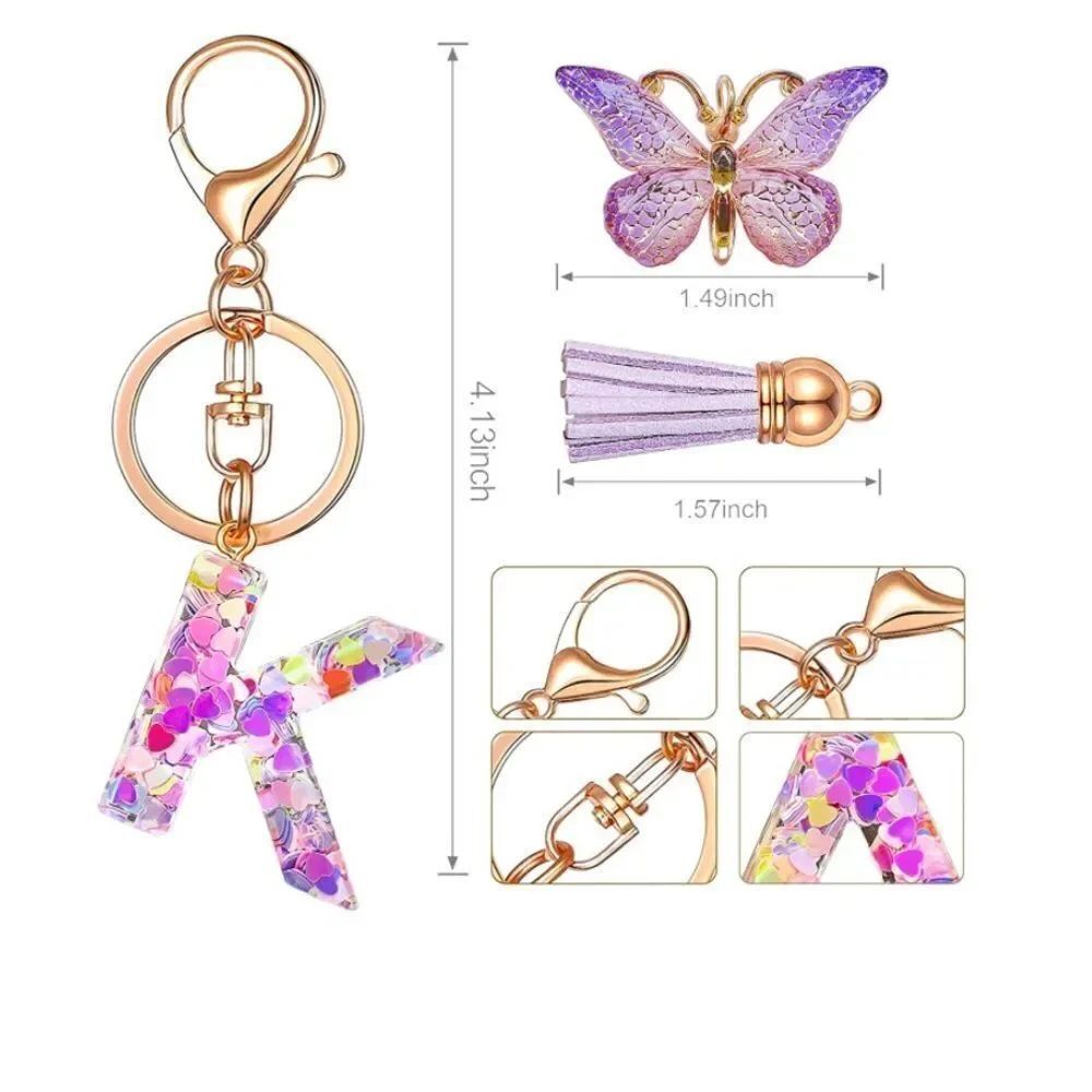 Initials Heart Tassel Keychain  - Picture 3 of 5